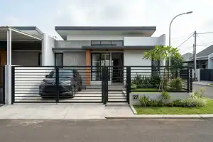 Pagar rumah minimalis modern dengan desain simpel dan elegan.